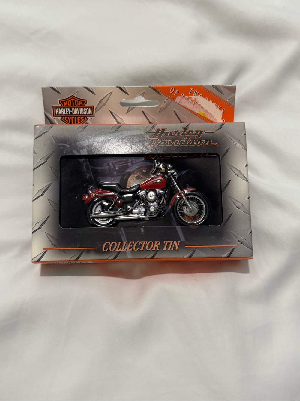Harley-Davidson Red and Chrome Motorcycle Collector Tin